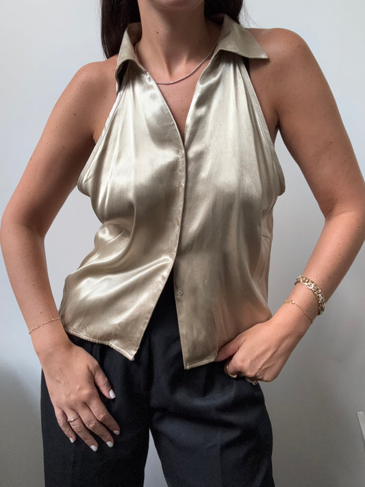 Vintage Champagne Button-Up Tank Size Medium