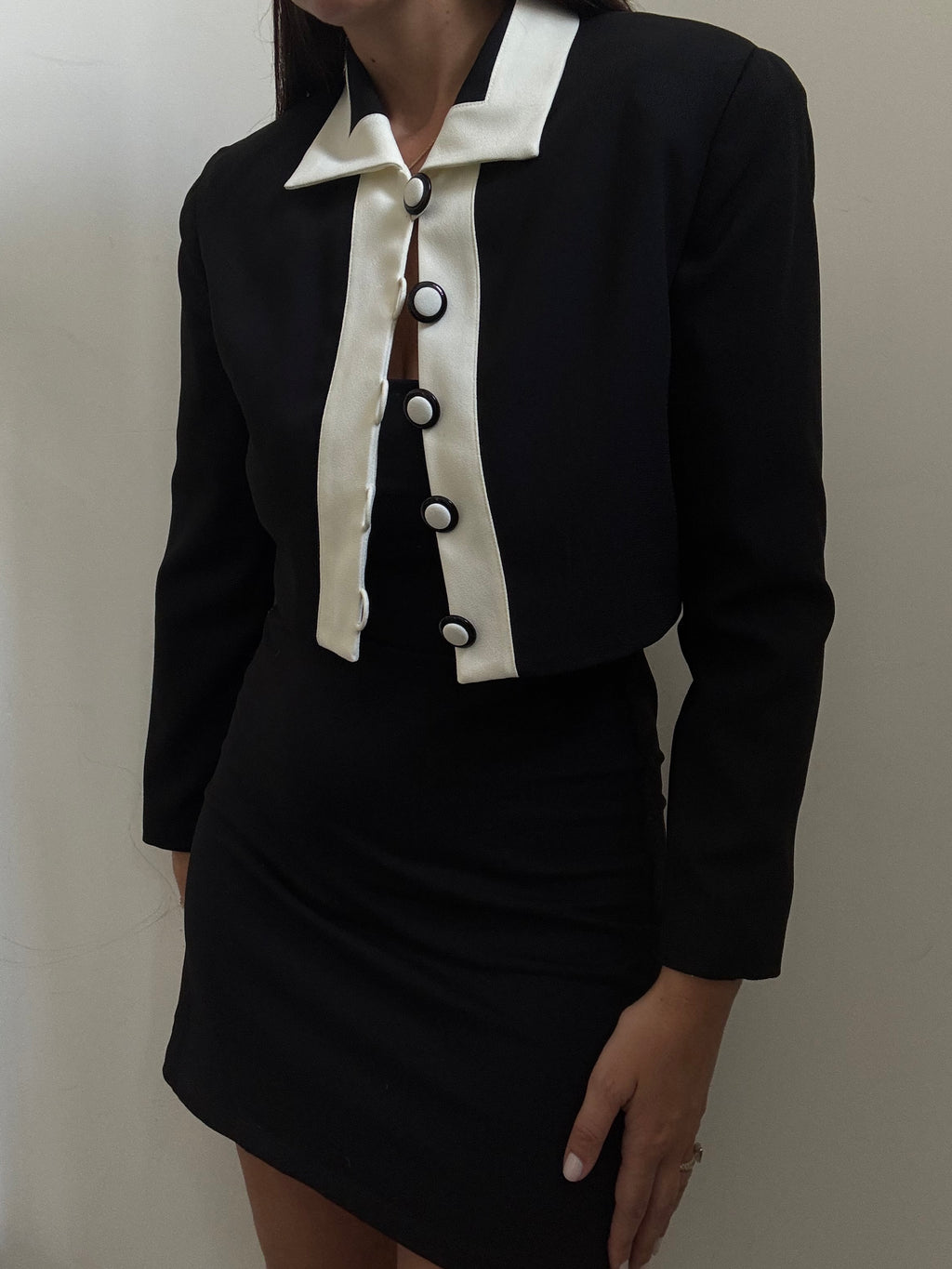Vintage Black + White Cropped Blazer Size X-Small