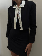 Vintage Black + White Cropped Blazer Size X-Small