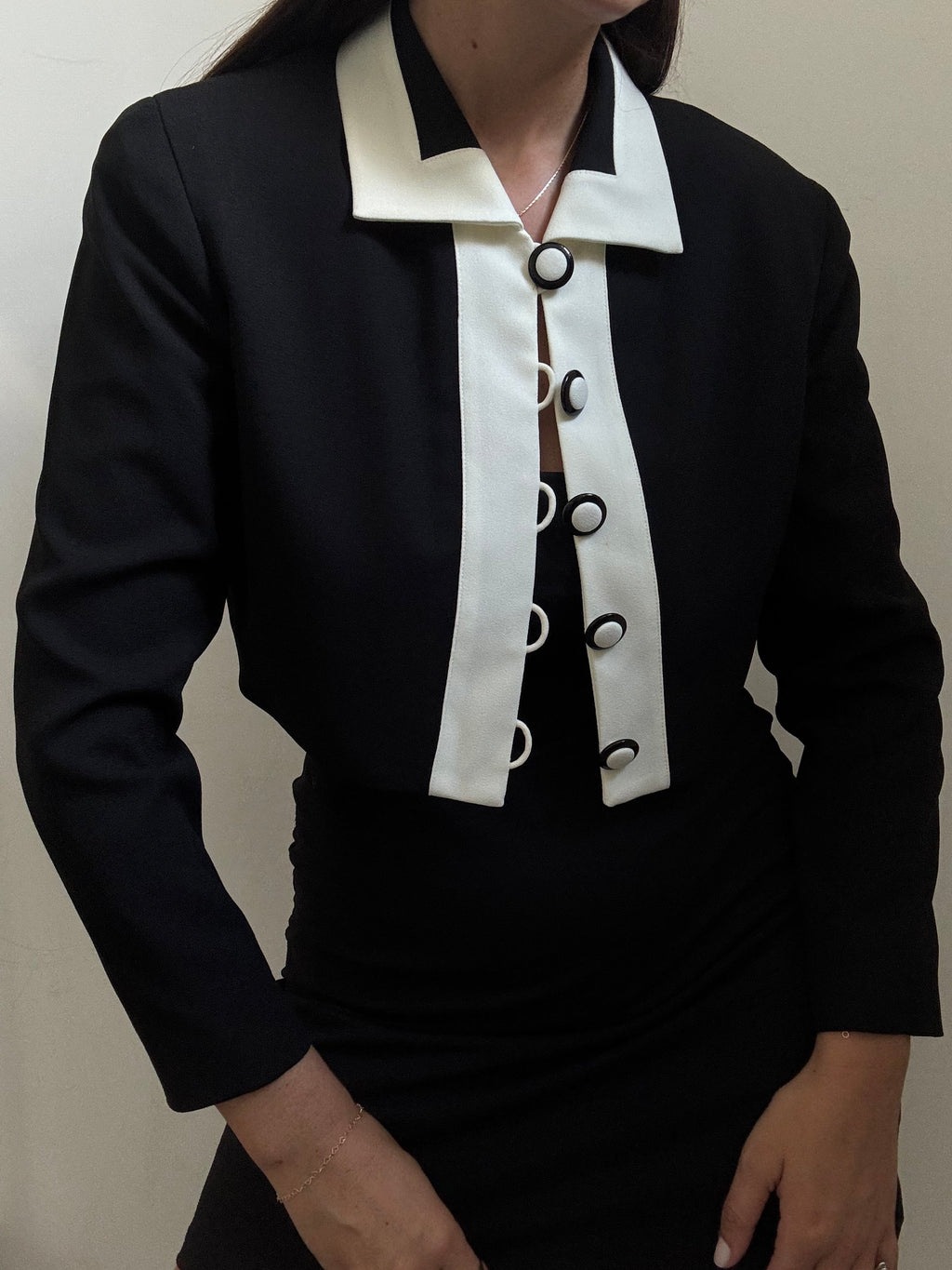 Vintage Black + White Cropped Blazer Size X-Small