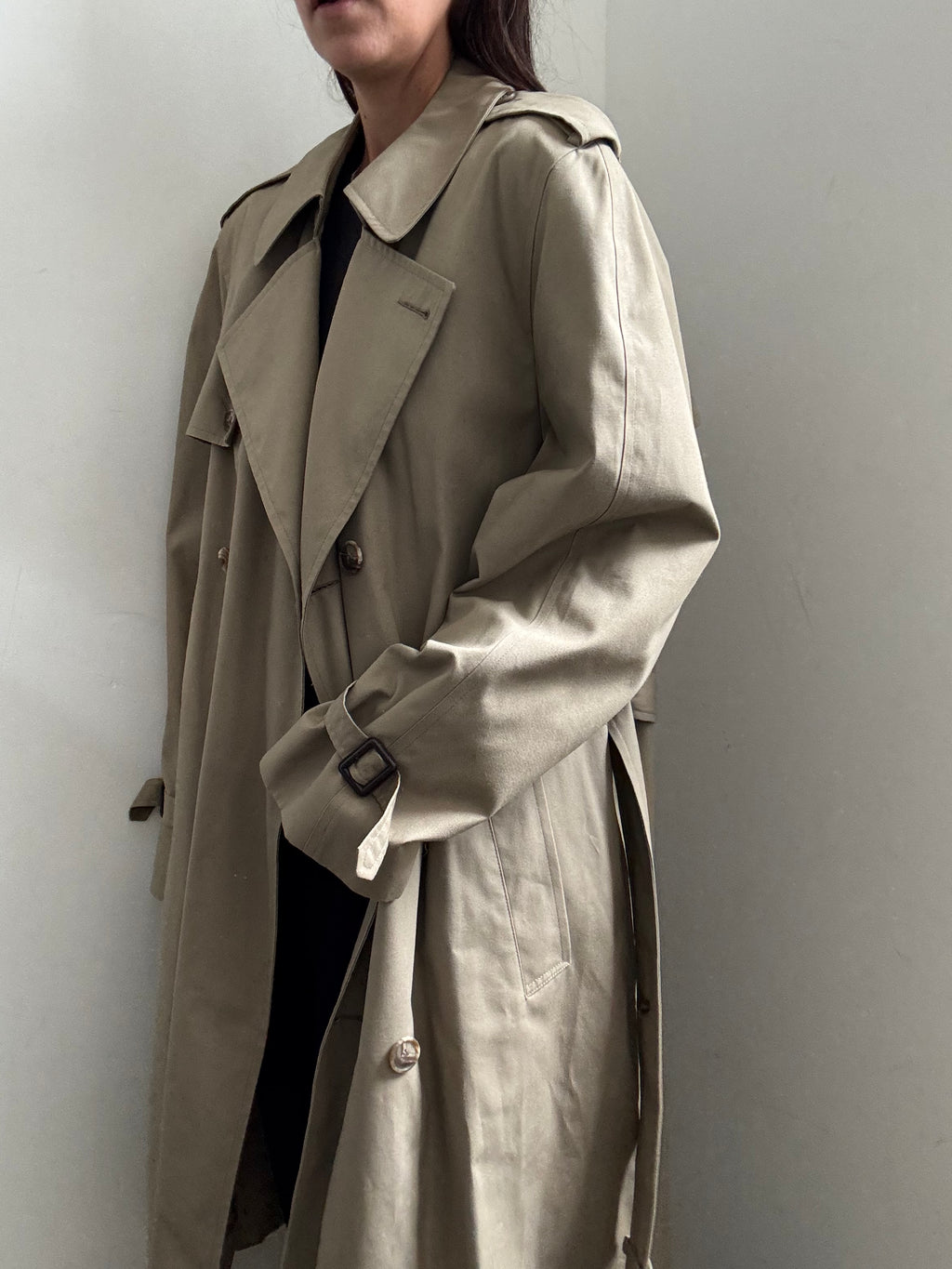 Vintage Beige Classic Belted Trench Coat Size Large