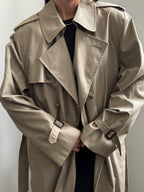 Vintage Beige Classic Belted Trench Coat Size Large