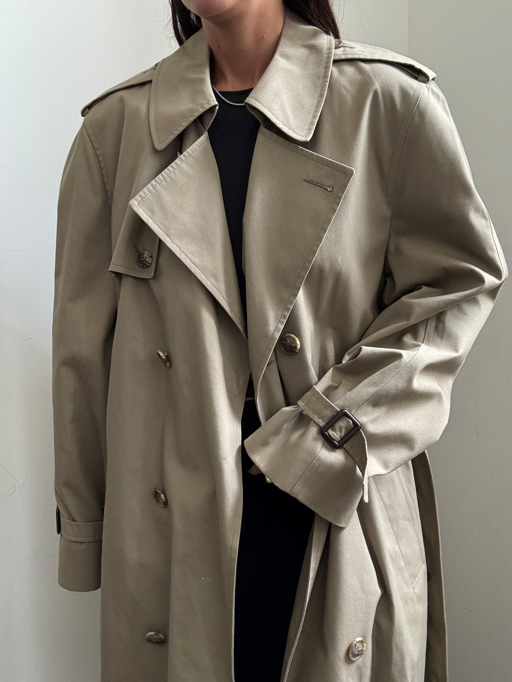 Vintage Beige Classic Belted Trench Coat Size Large