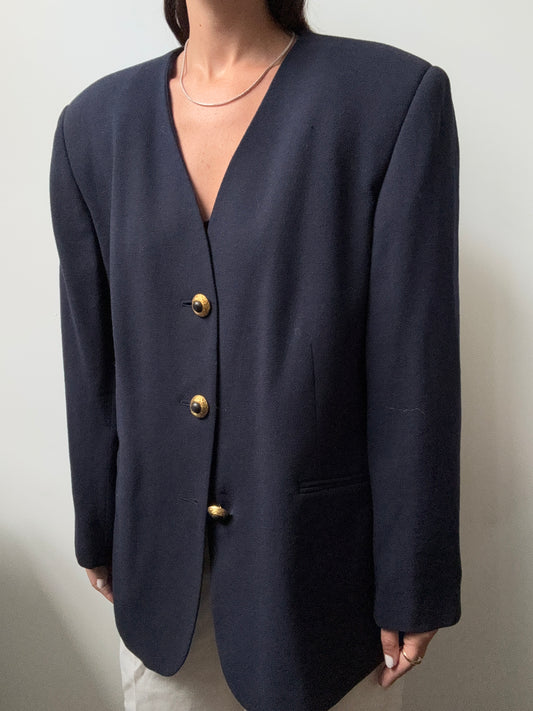Vintage Navy Wool Blazer Size XL