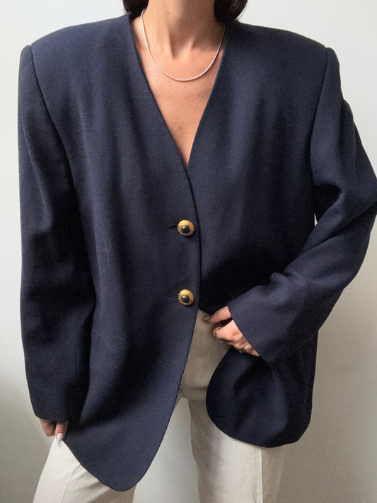 Vintage Navy Wool Blazer Size XL