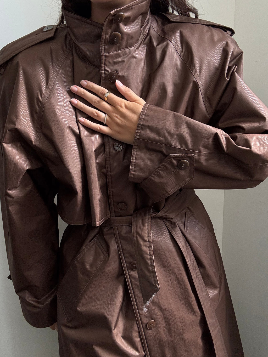 Vintage Brown Rain Trench Coat Size X-Large