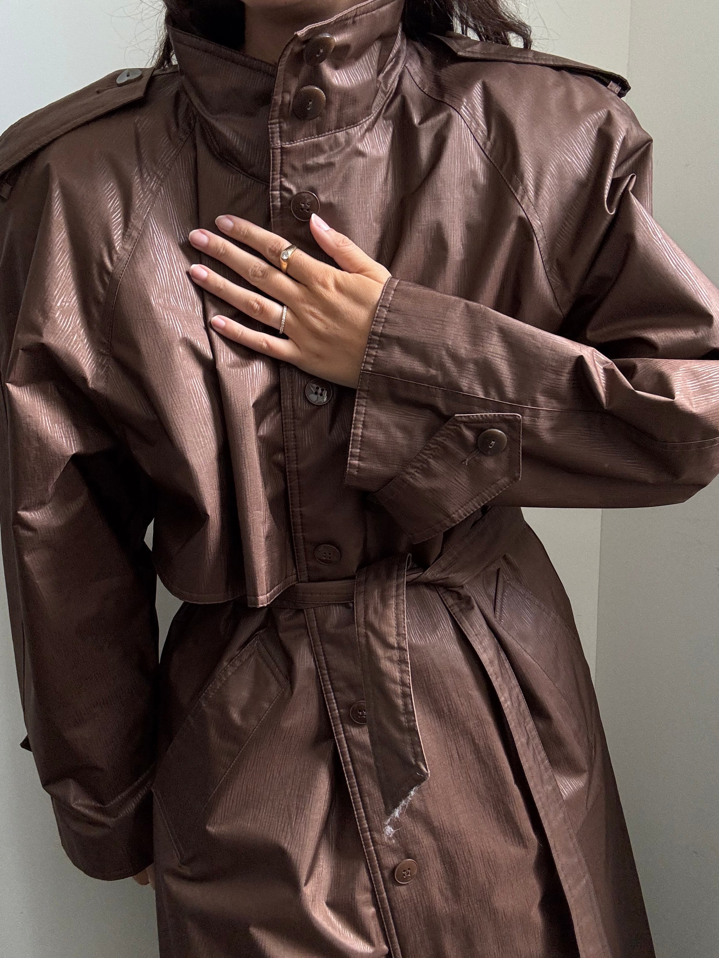 Vintage Brown Rain Trench Coat Size X-Large
