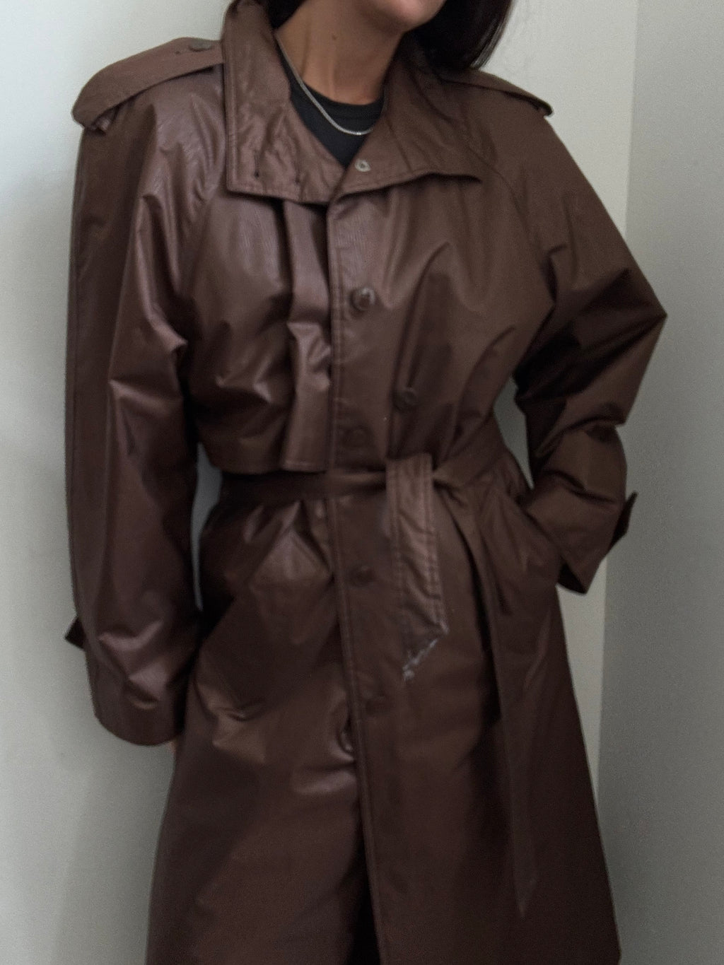 Vintage Brown Rain Trench Coat Size X-Large