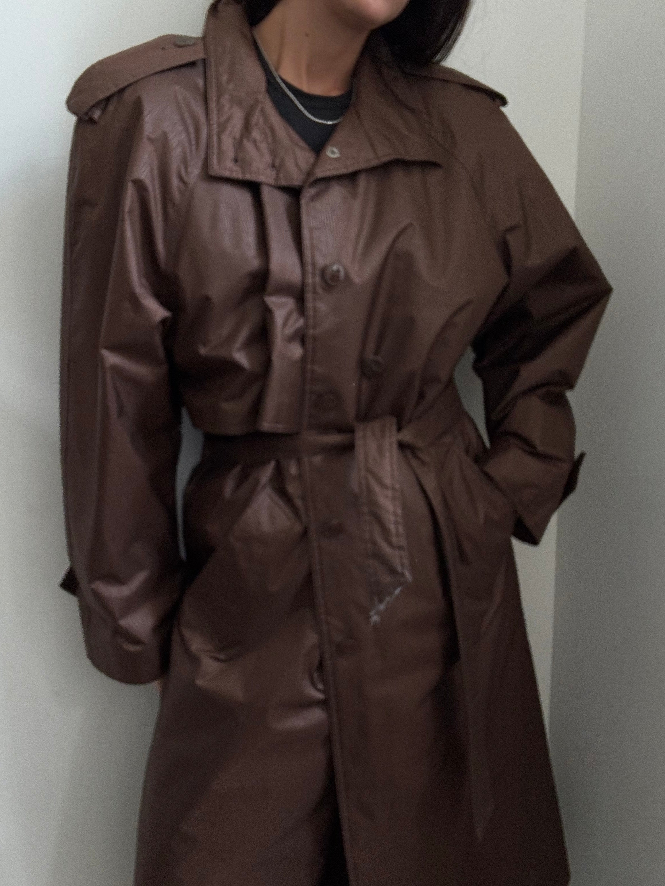 Vintage Brown Rain Trench Coat Size X-Large