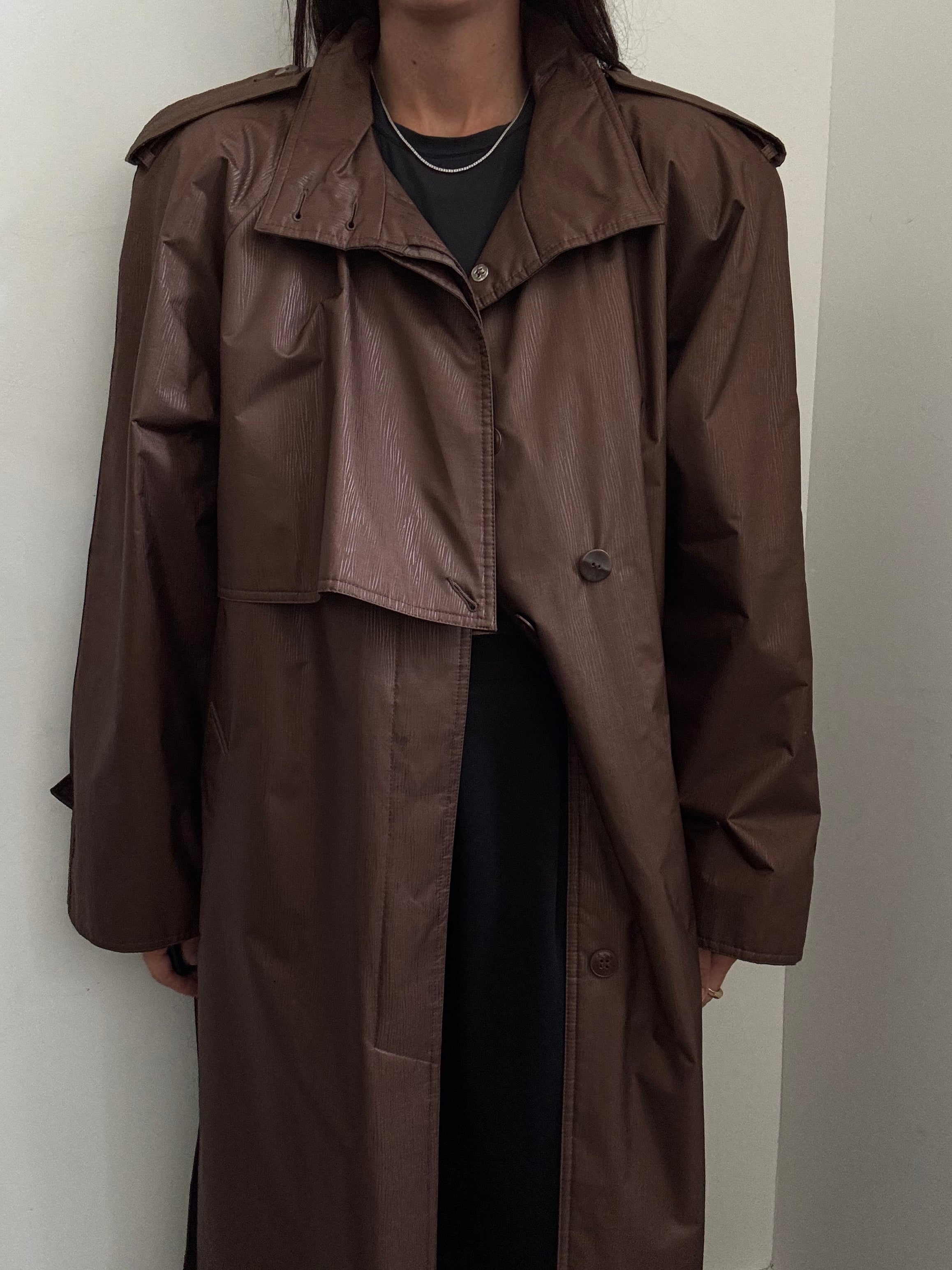 Vintage Brown Rain Trench Coat Size X-Large