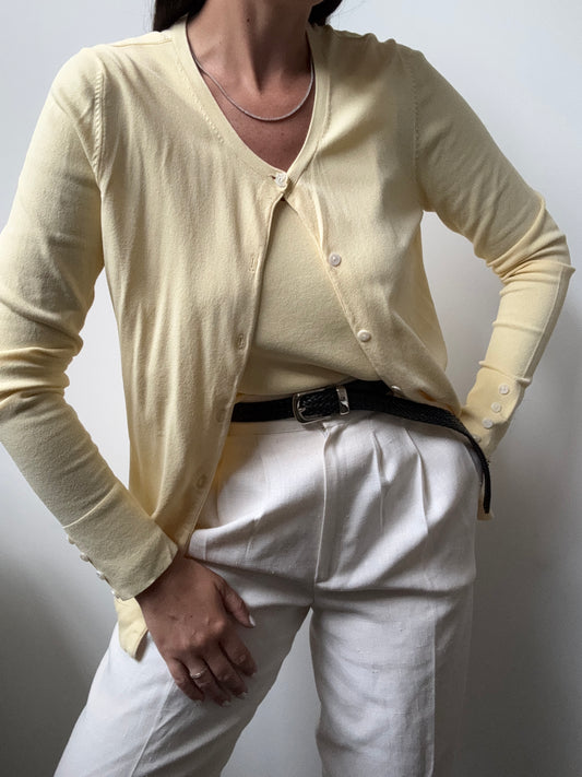 Vintage Butter Yellow Cardigan + Tank Set Size Medium