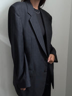 Vintage Valentino Deep Grey & White Pinstripe Blazer Size Large