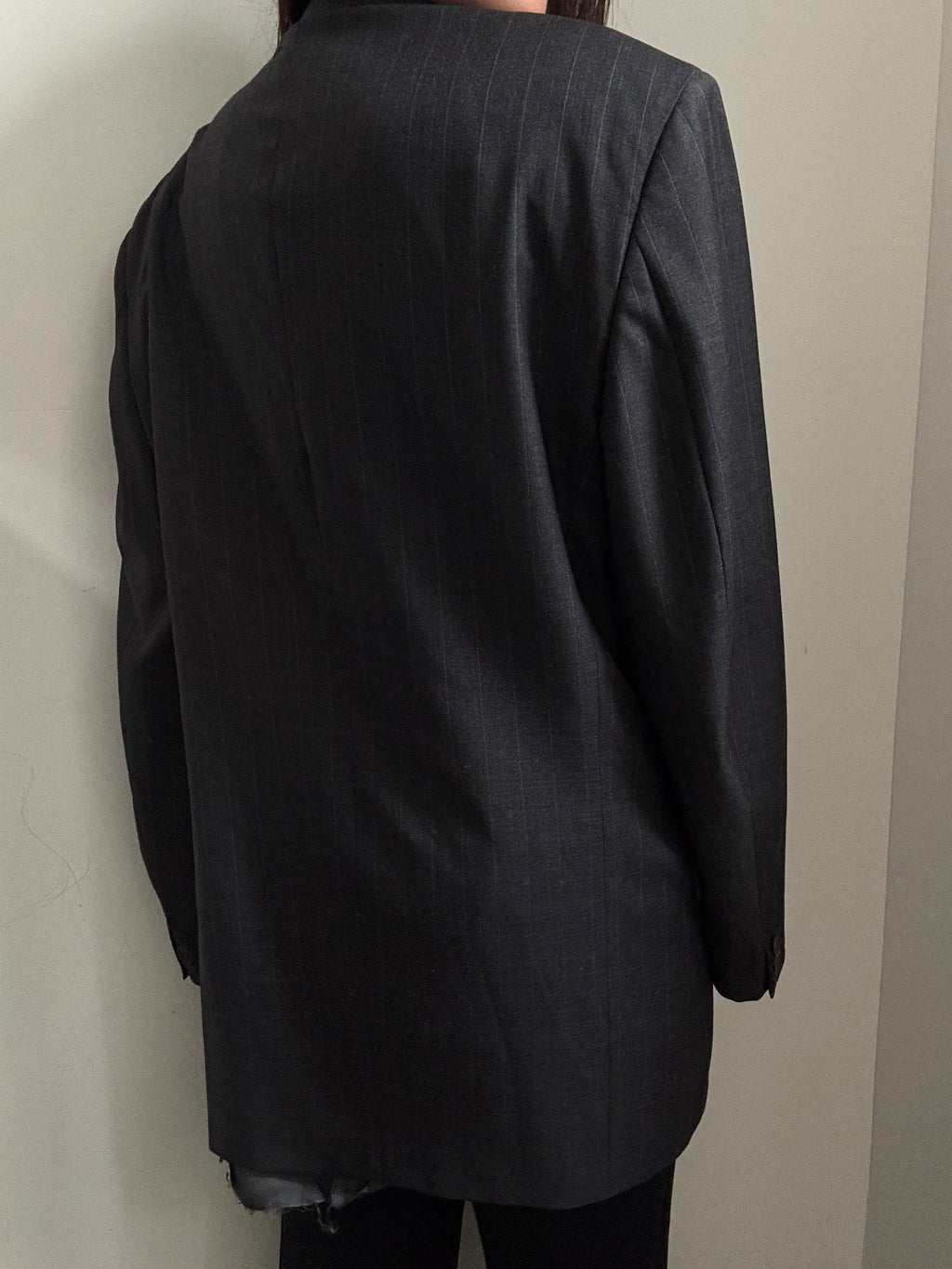 Vintage Valentino Deep Grey & White Pinstripe Blazer Size Large