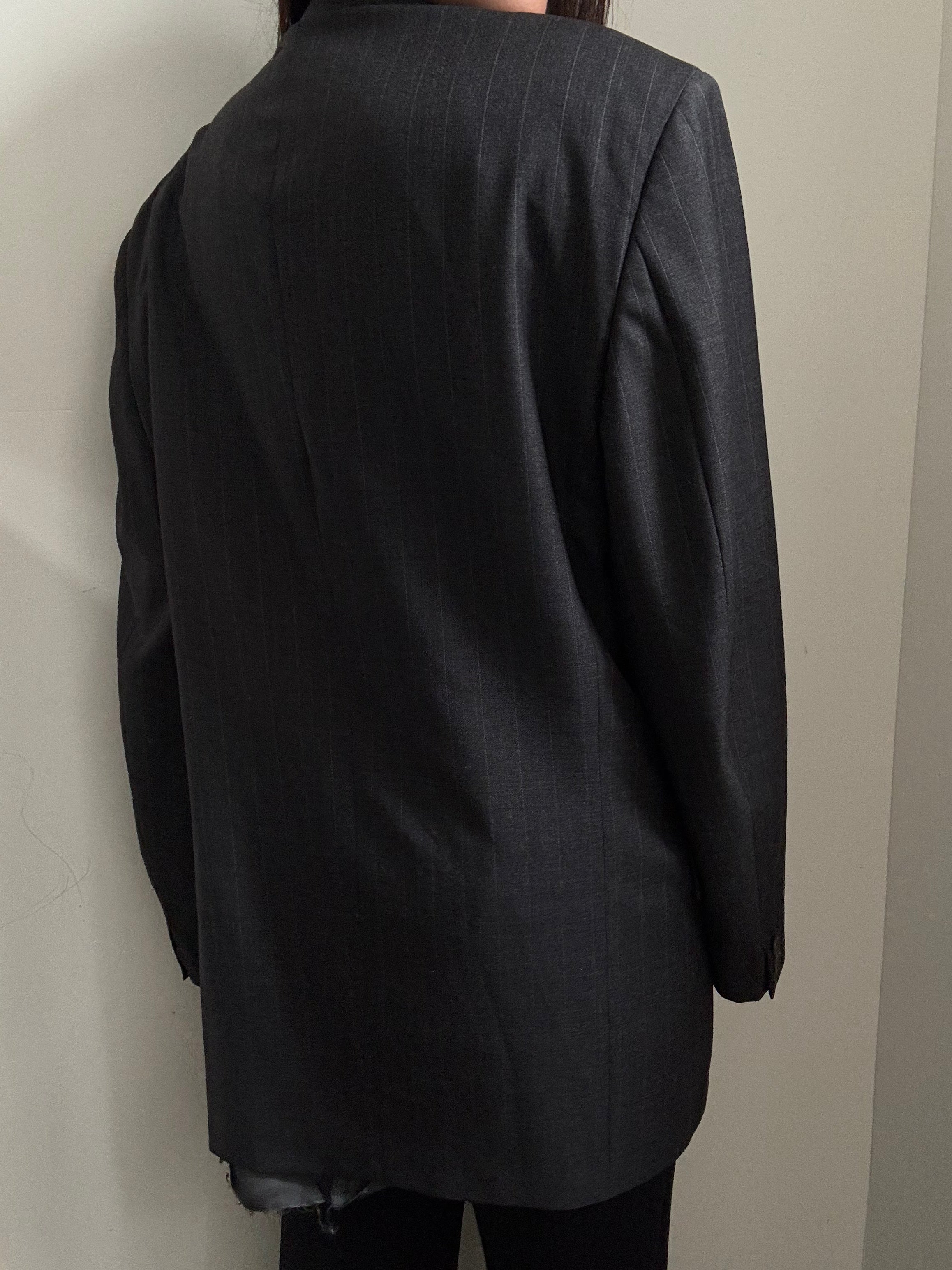 Vintage Valentino Deep Grey & White Pinstripe Blazer Size Large