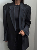 Vintage Valentino Deep Grey & White Pinstripe Blazer Size Large