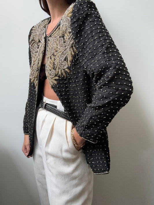 Vintage Ornate Beaded Evening Jacket Size Small