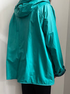 Vintage Woolrich Teal Hooded Rain Coat Size Large