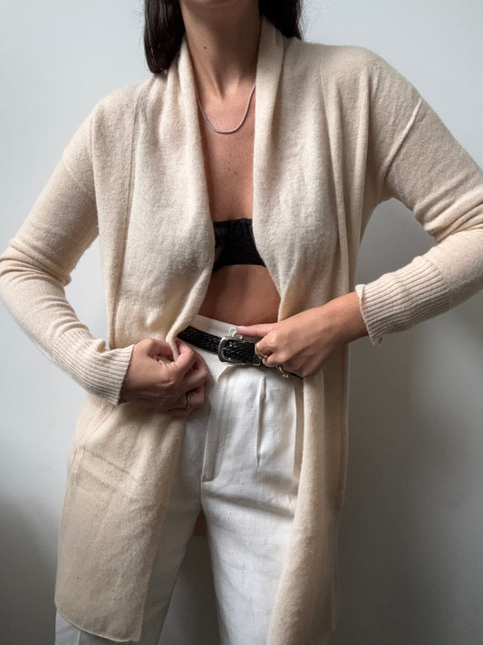 Vintage Beige Cashmere Cardigan Size XS