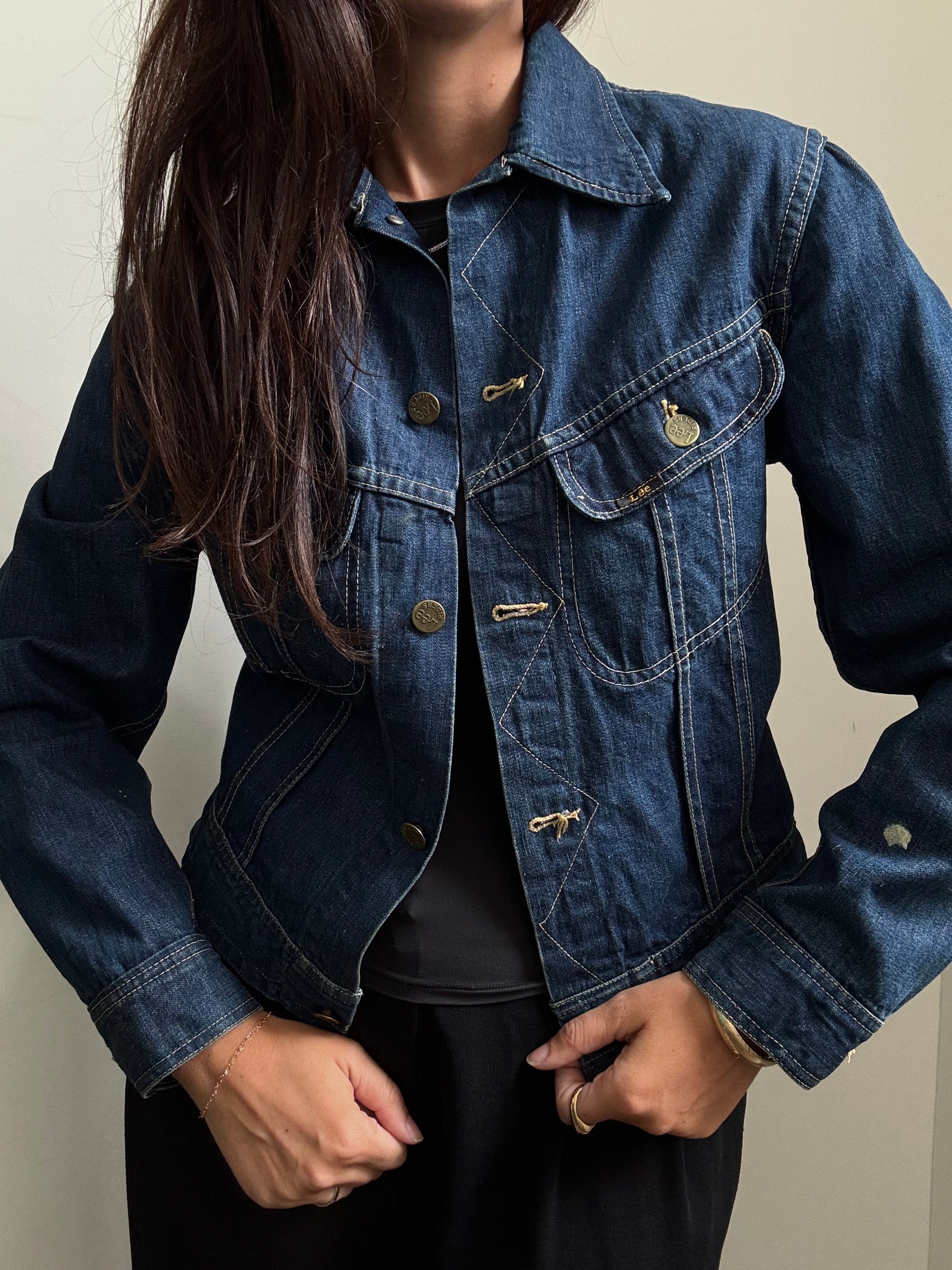Vintage 70s Lee Fitted Denim Jacket Size Small