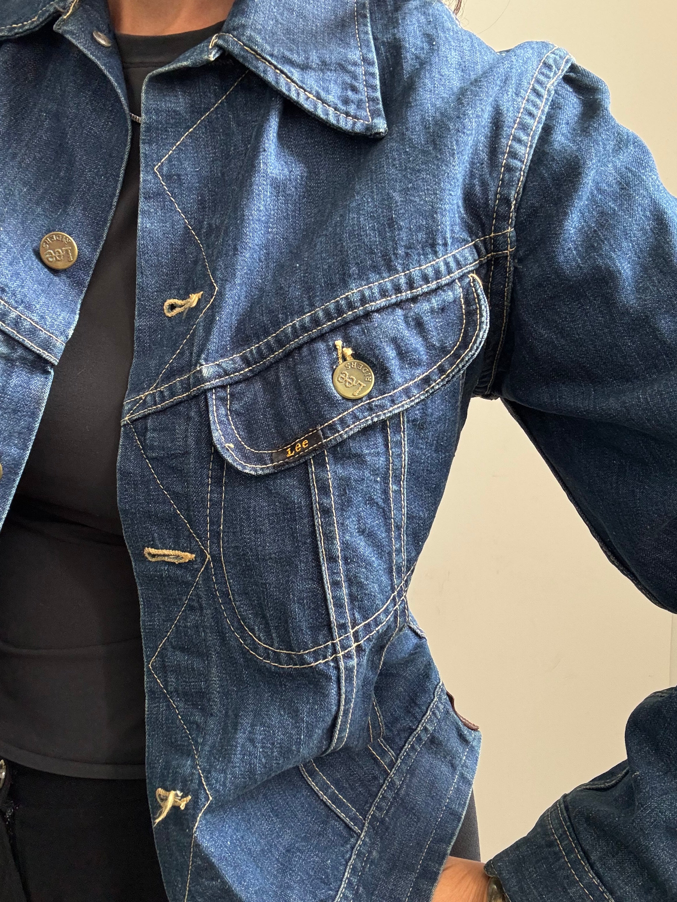 Vintage 70s Lee Fitted Denim Jacket Size Small
