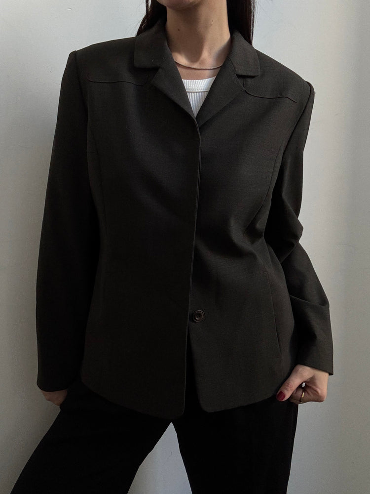 Vintage Deep Grey Fitted Blazer Size Medium