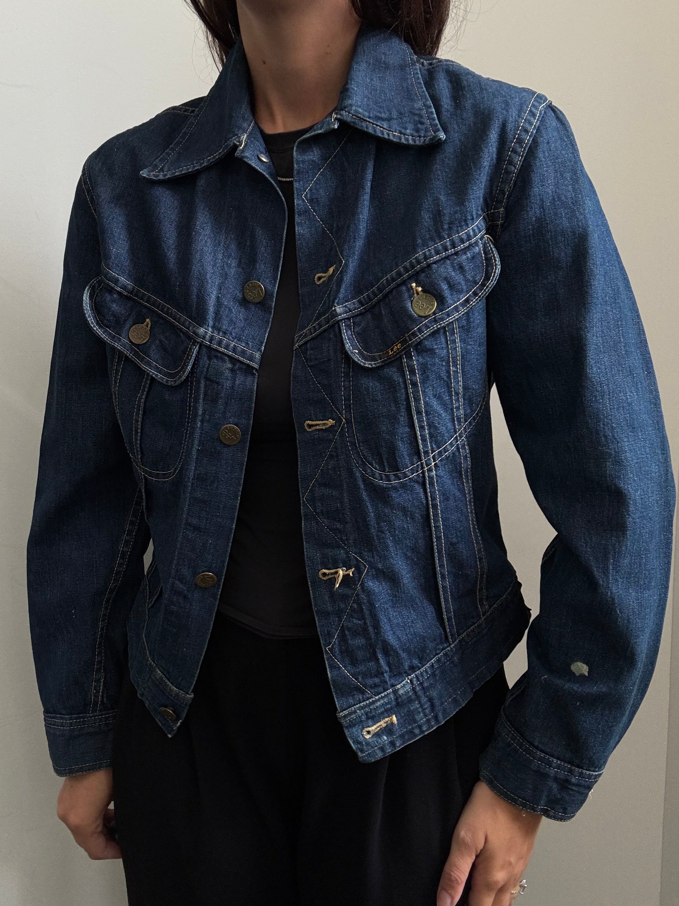 Vintage 70s Lee Fitted Denim Jacket Size Small