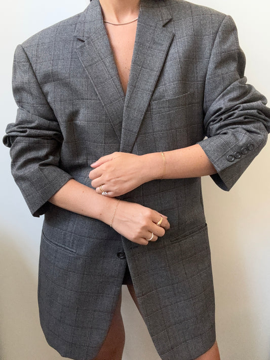 Vintage Gray Plaid Blazer Size Large