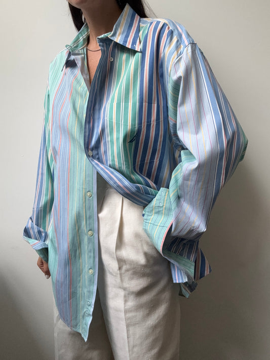 Vintage Multicolor Striped Button-Up Size Medium