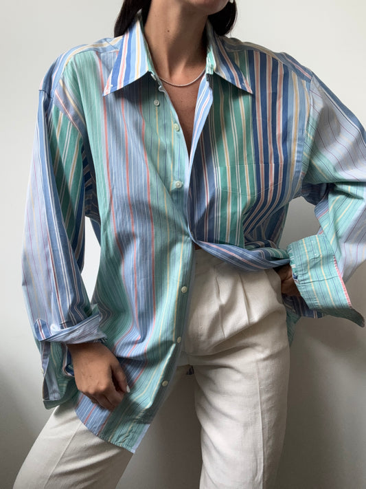 Vintage Multicolor Striped Button-Up Size Medium