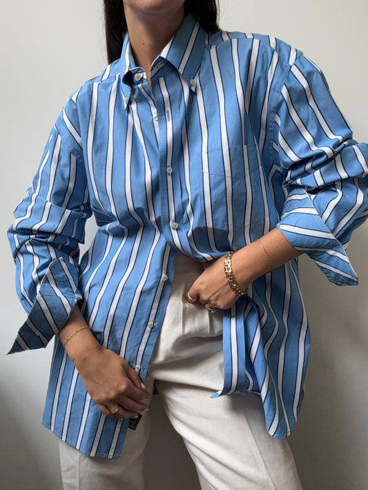 Vintage Blue Striped Button-Up Size Large