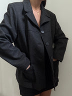 Vintage Deep Grey Wool Lightweight Jacket Size Large