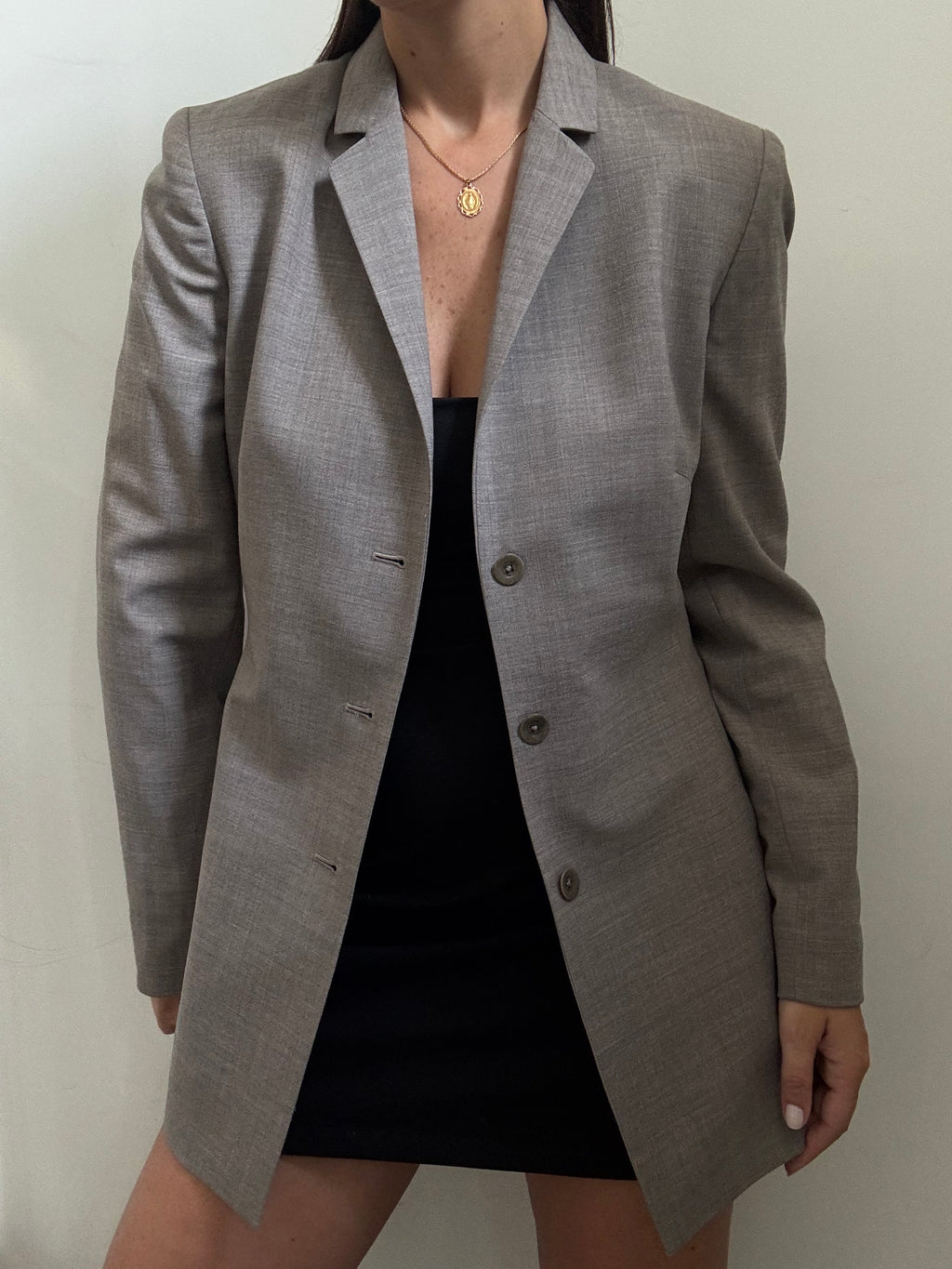 Vintage Light Grey Fitted Blazer Size Small