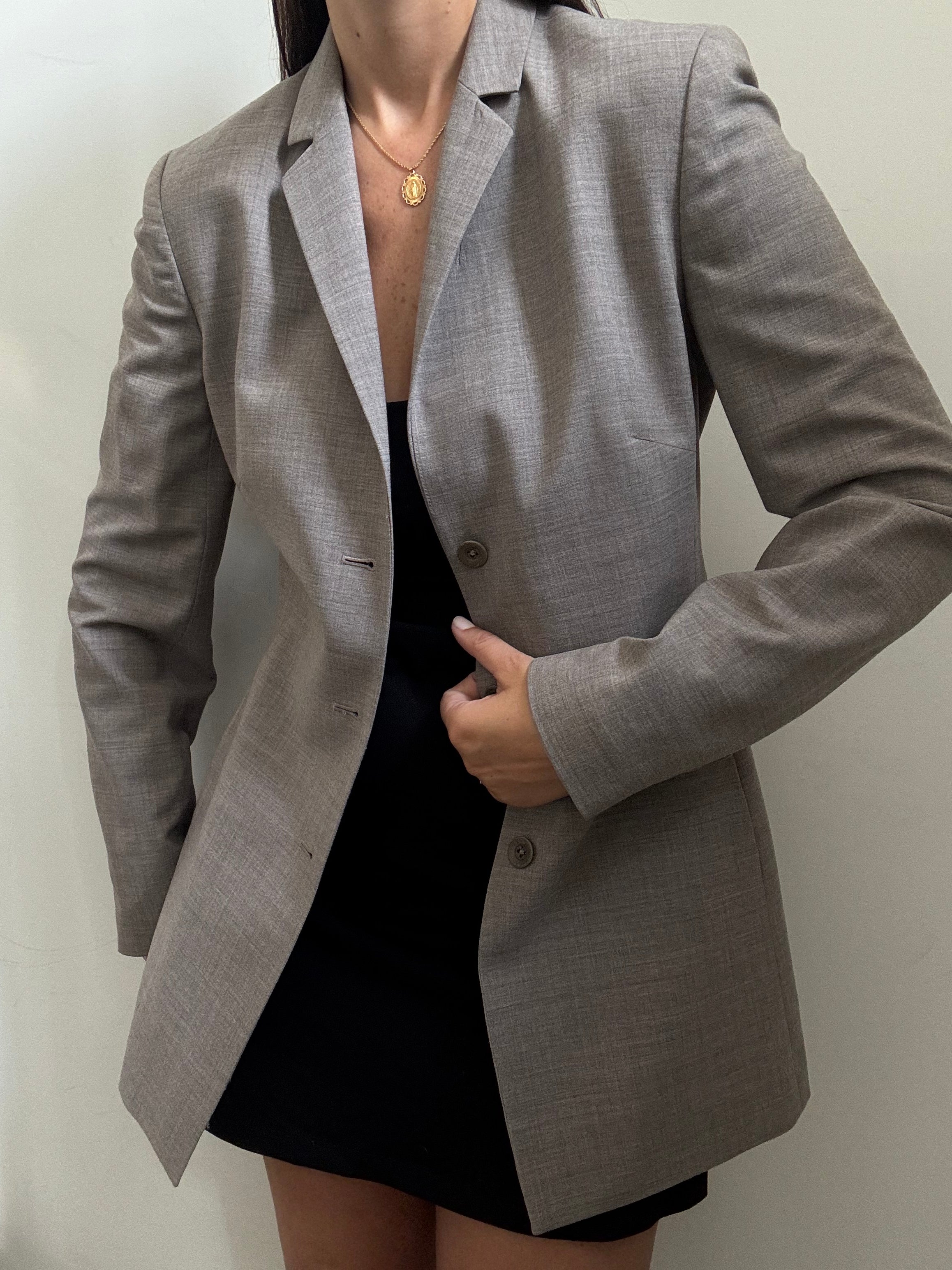 Vintage Light Grey Fitted Blazer Size Small