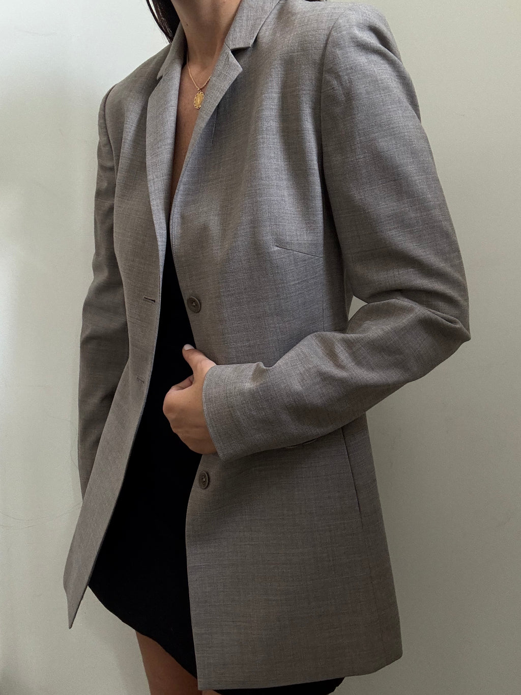 Vintage Light Grey Fitted Blazer Size Small