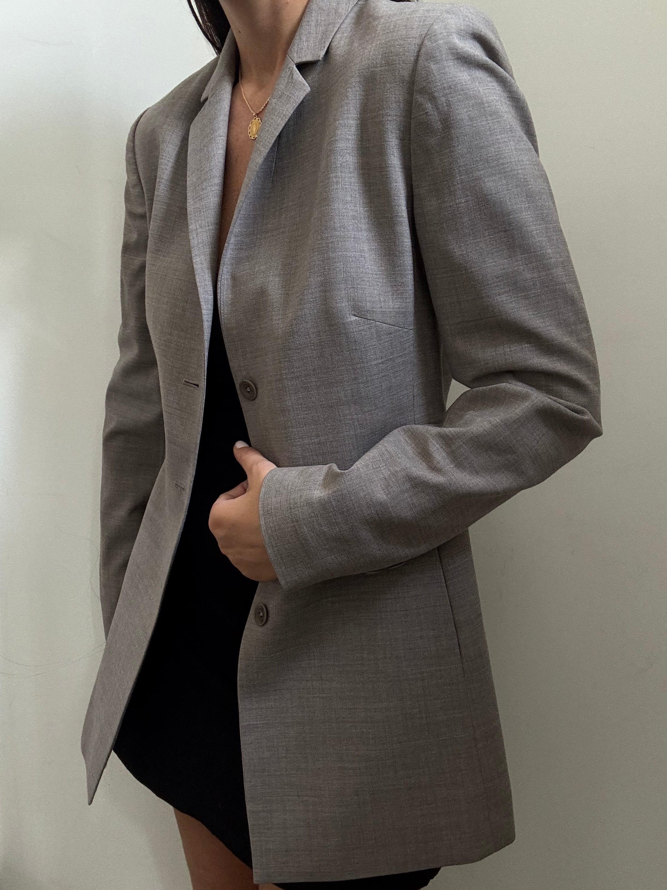 Vintage Light Grey Fitted Blazer Size Small
