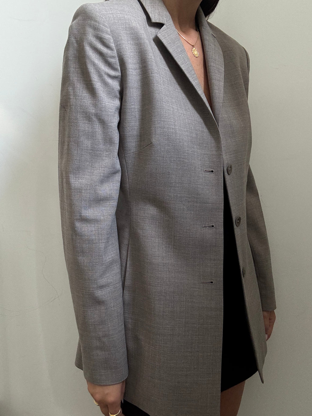 Vintage Light Grey Fitted Blazer Size Small