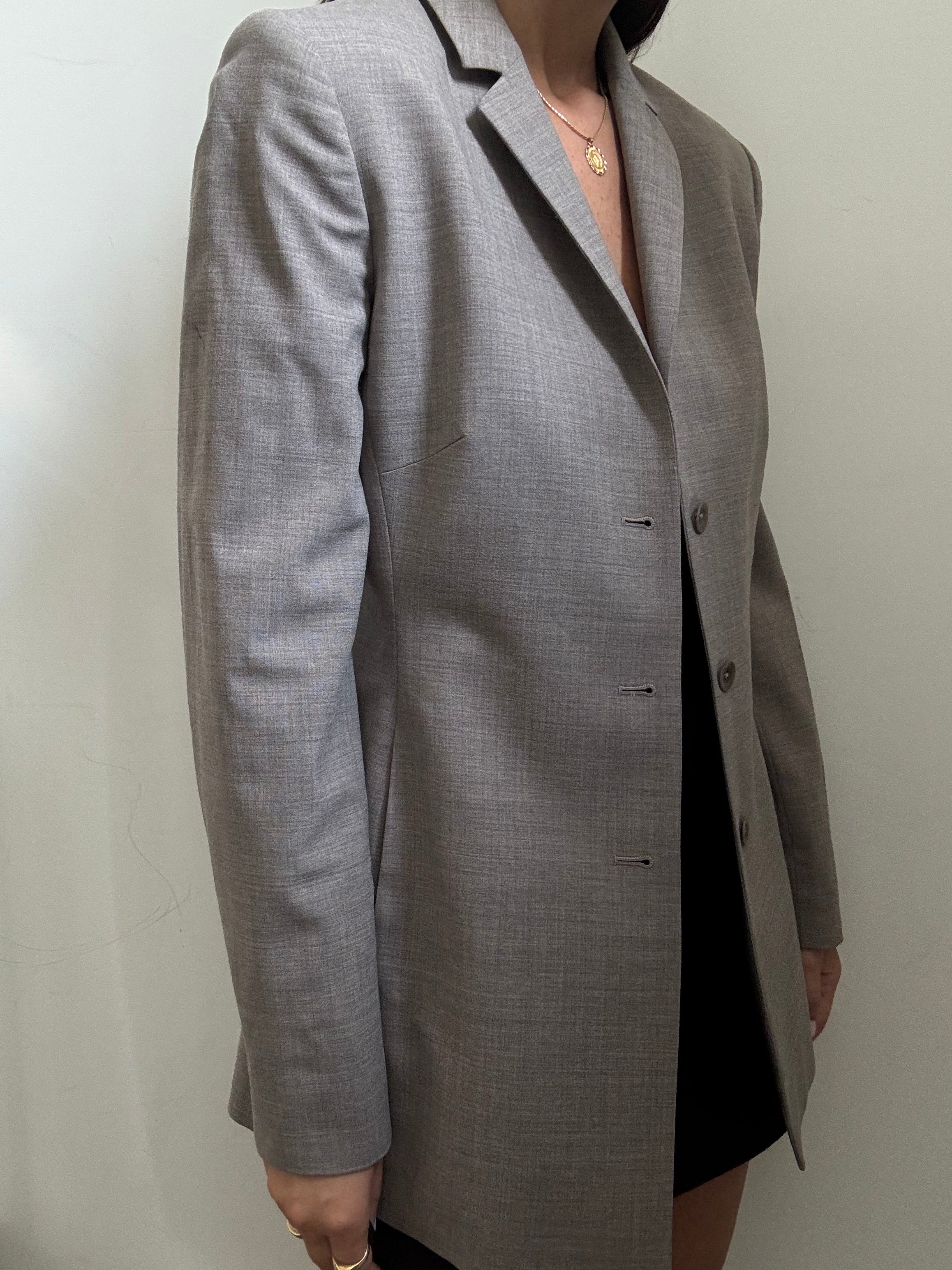 Vintage Light Grey Fitted Blazer Size Small