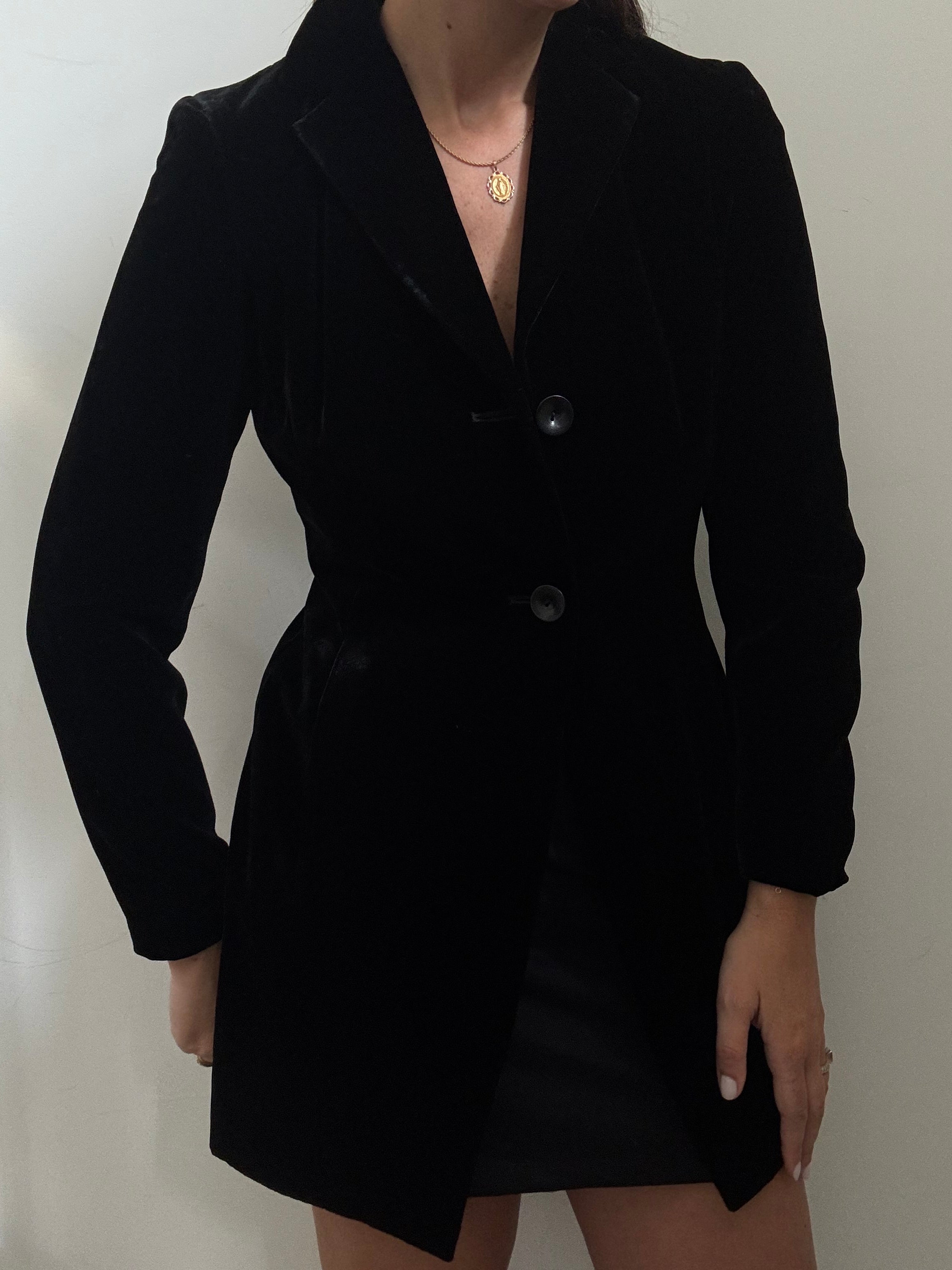 Vintage Black Velvet Fitted Blazer Size Small