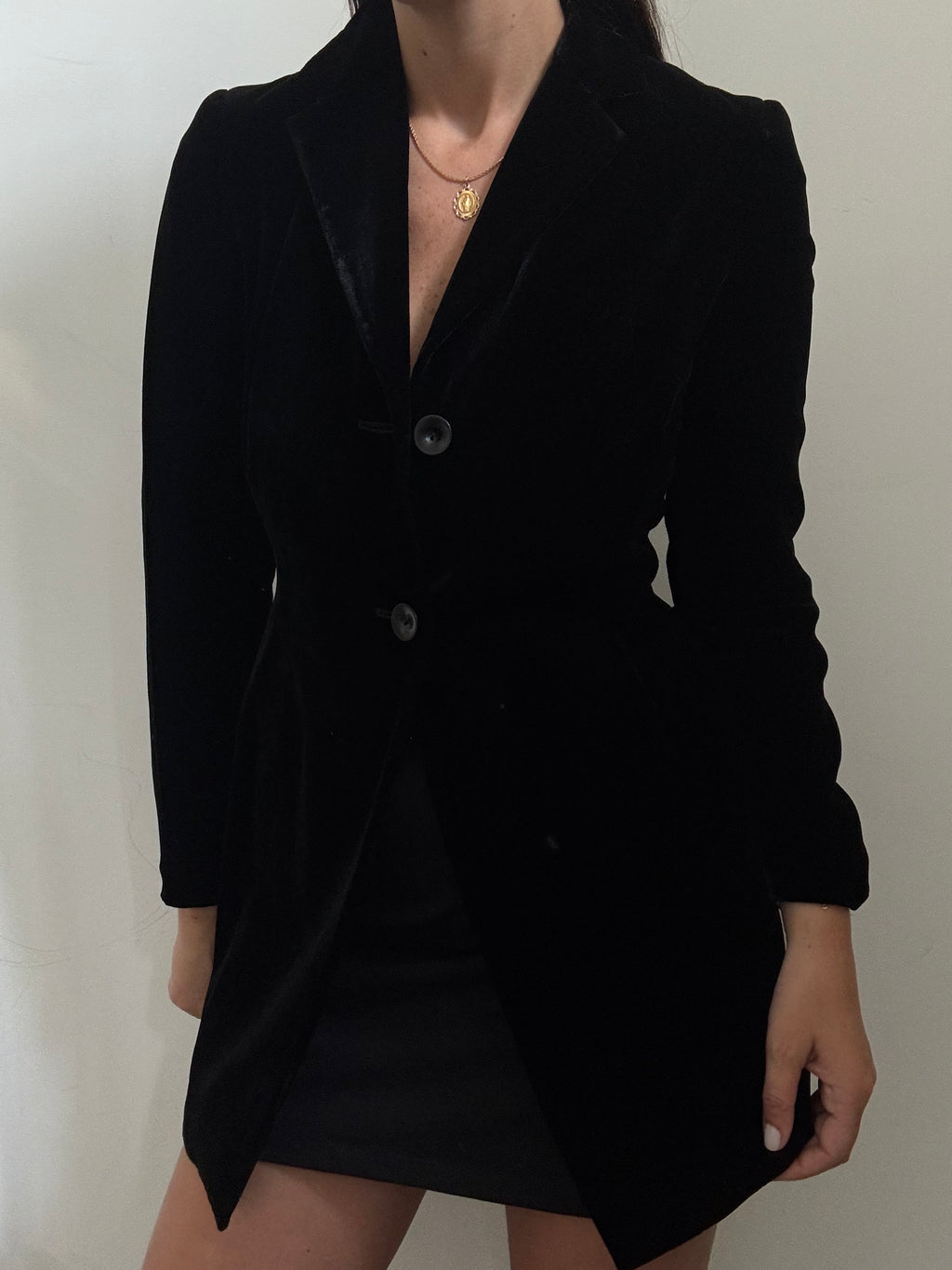 Vintage Black Velvet Fitted Blazer Size Small