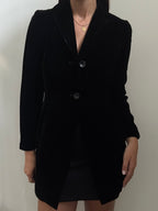 Vintage Black Velvet Fitted Blazer Size Small