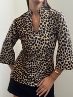 Vintage 70's Leopard Stretch Fitted Top Size Small
