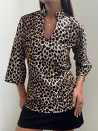 Vintage 70's Leopard Stretch Fitted Top Size Small