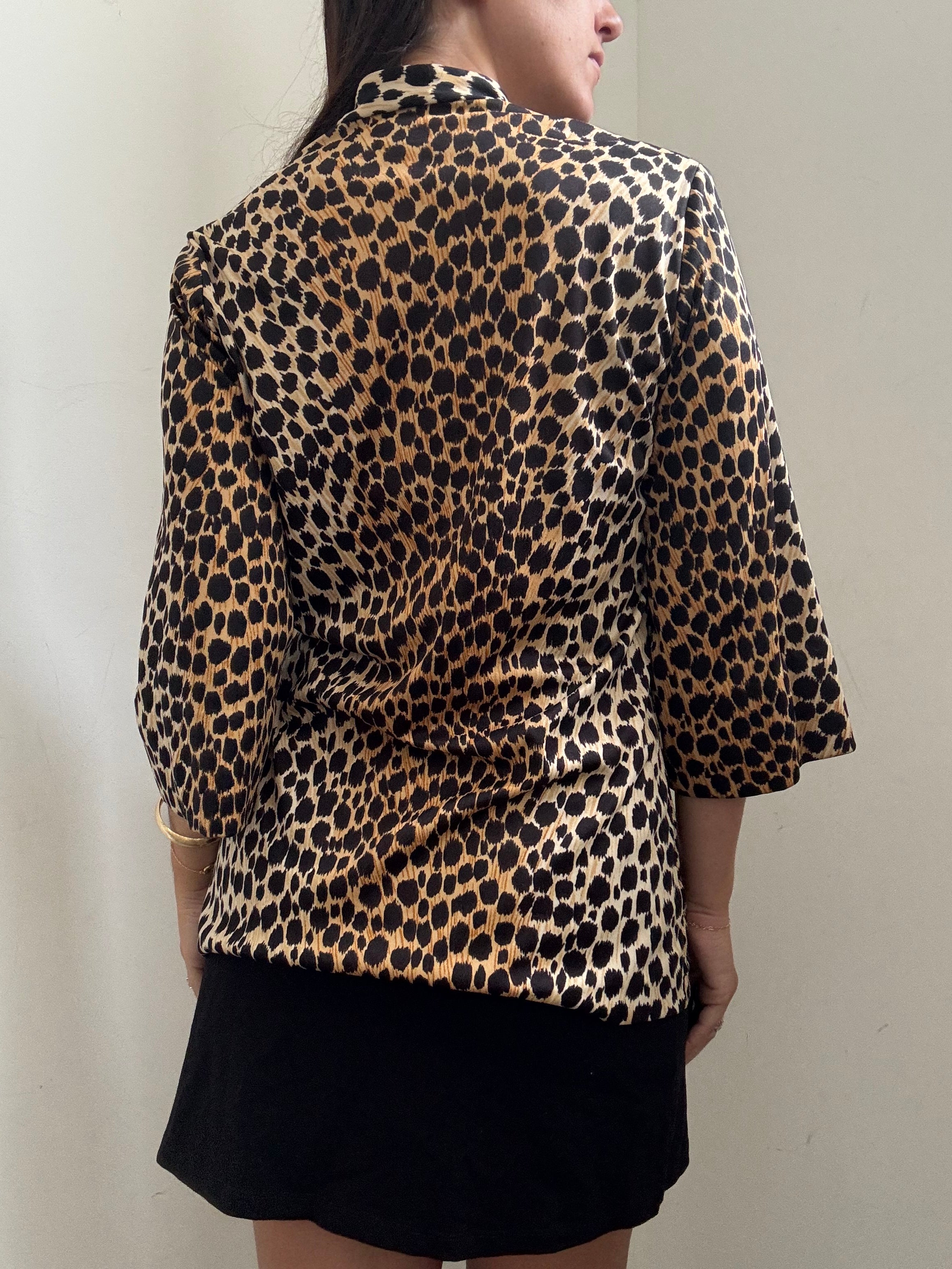 Vintage 70's Leopard Stretch Fitted Top Size Small