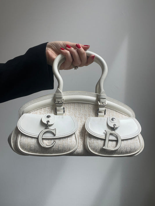 Vintage White Dior Double Pocket Bag