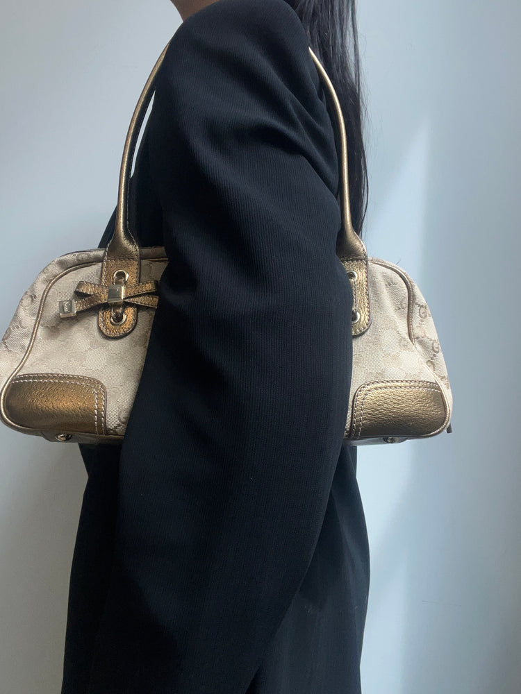 Vintage Tan Gucci Top Handle Bag