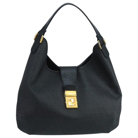 Black Fendi Zucchino Canvas Hobo Bag