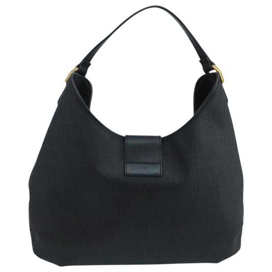 Black Fendi Zucchino Canvas Hobo Bag