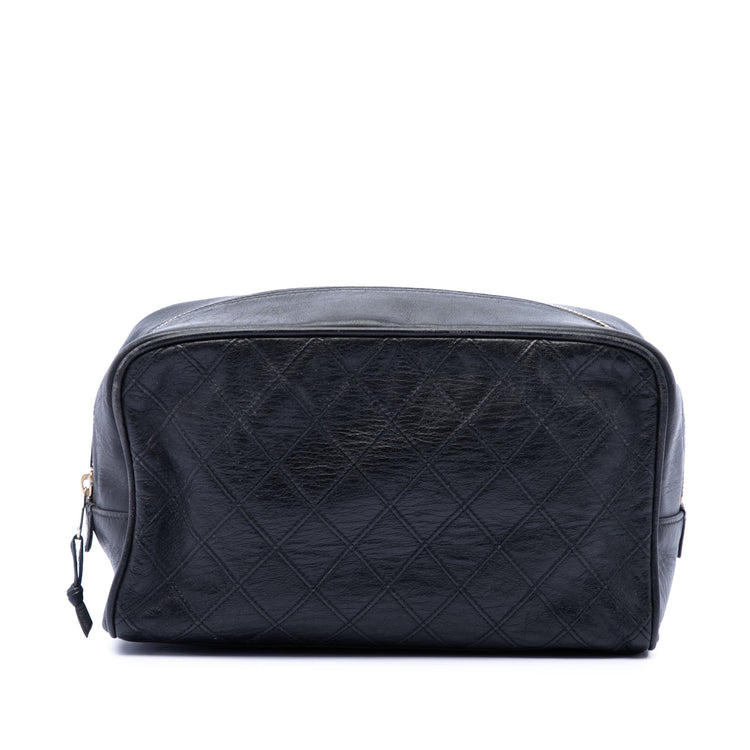 Vintage Chanel Black Lambskin Cosmetic Pouch