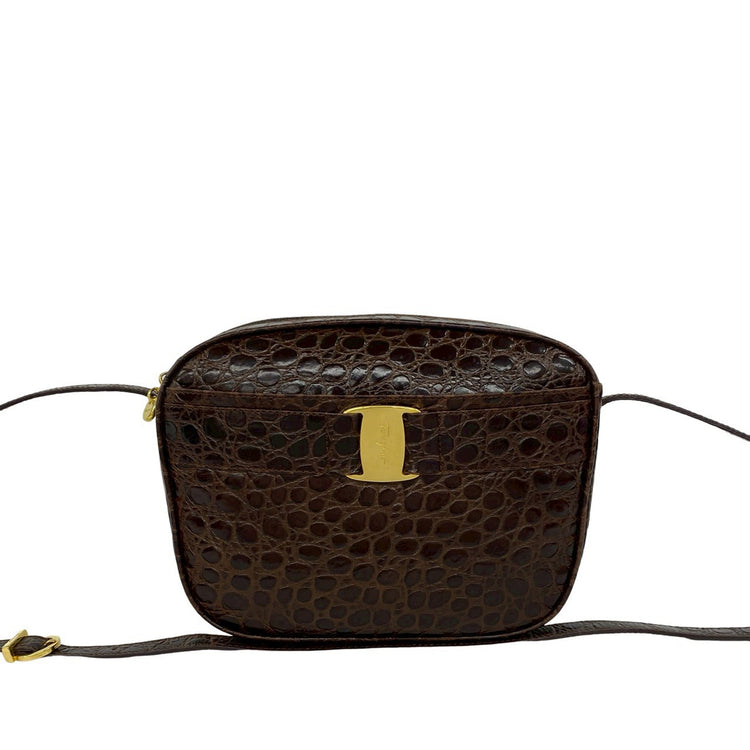 Vintage Ferragamo Croc Leather Crossbody