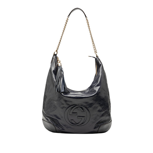 Vintage Gucci Patent Navy Blue Shoulder Bag